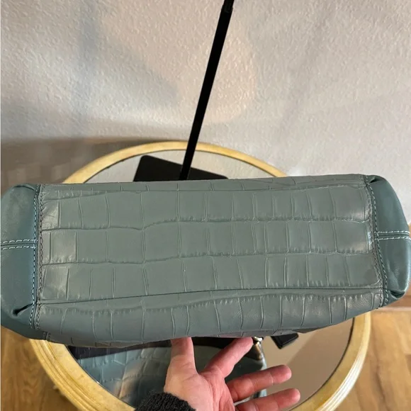 Coach Navy and Teal Croc-Embossed Shoulder Bag - Picture 7 of 16